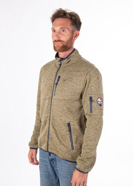 AULP NAVOY men's melange knit jacket, light khaki